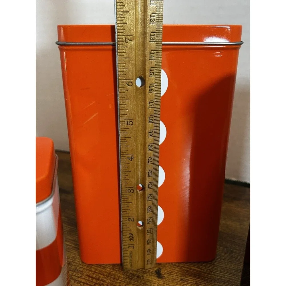Vintage IKEA Metal Tins Set of 3 Orange Black Retro Halloween Kitchen Decor Set